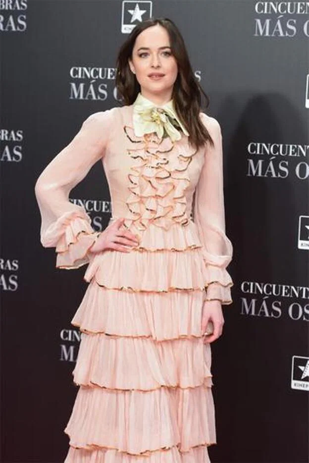 Dakota Johnson en la première en Madrid de Cincuenta sombras más oscuras.