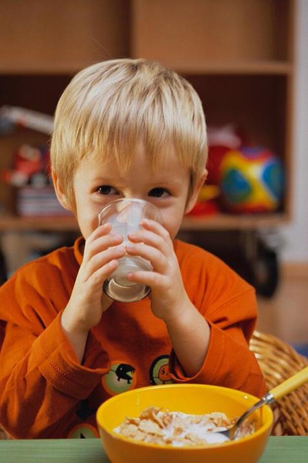 Un niño, desayunando una taza de cereales con leche./gtres