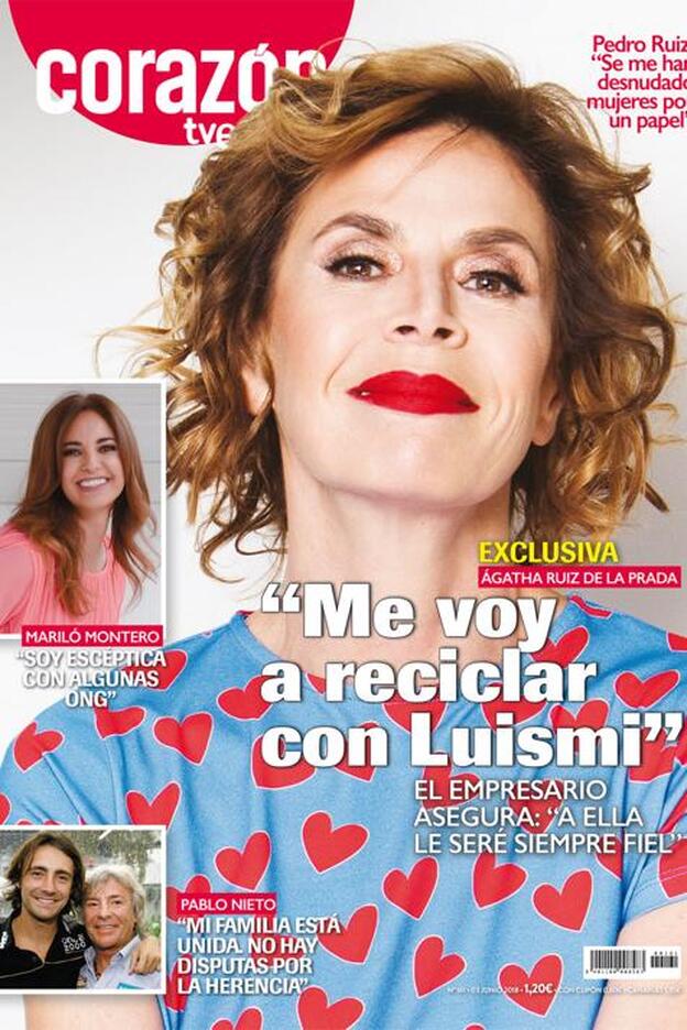 Ágatha Ruiz de la Prada y su relación con Luis Miguel Rodríguez, protagonizan la portada de 'Corazón' de esta semana./d.r.