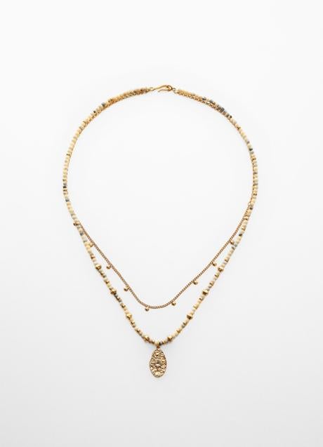 Collar doble con abalorios de Mango (15,99 euros)