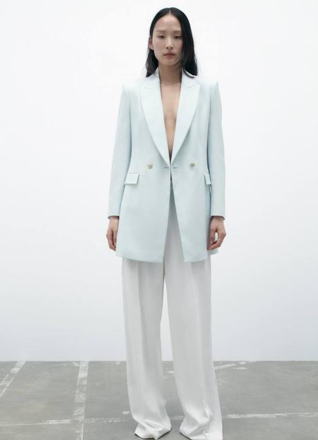 Pantalones anchos de vestir en blanco