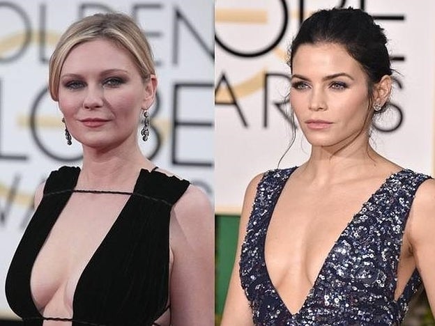 Kirsten Dunst y Jenna Dewan presumieron de escote sobre la alfombra roja de los Globos de Oro