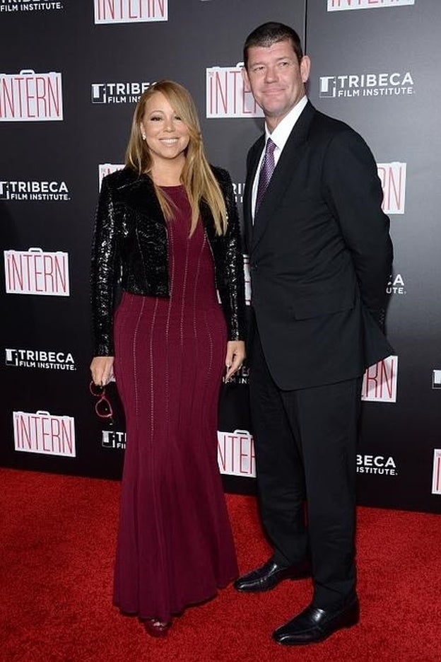 Mariah Carey y James Parker en el estreno de 'El becario', que les sirvió para aparecer juntos por primera vez en público./