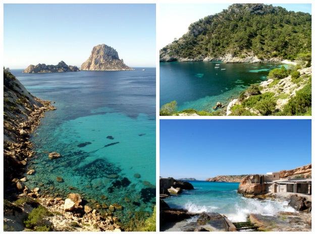 En la imagen, Es Vedrà, Cala Llentrisca y Cala Tarida