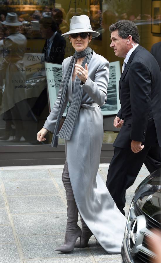 Céline Dion con look en gris