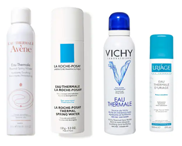 Sprays de agua termal: Avène (9 €) La Roche Posay (10,45 €) Vichy (7 €) Uriage (6,15 €)