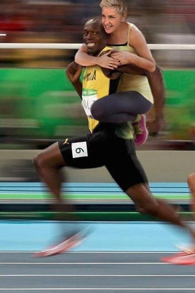Acusan a Ellen DeGeneres de racismo por un meme de Usain Bolt