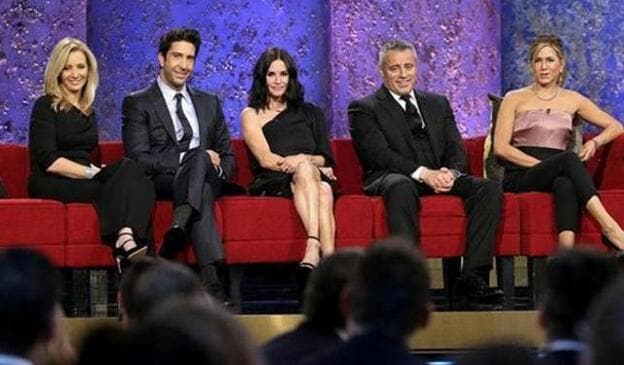 De izquierda a derecha, Lisa Kudrow, David Schwimmer, Courteney Cox, Matt LeBlanc, Jennifer Aniston.