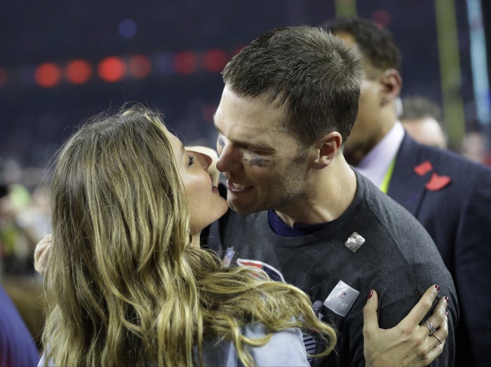 Gisele Bündchen y Tom Brady, en la final de la Super Bowl