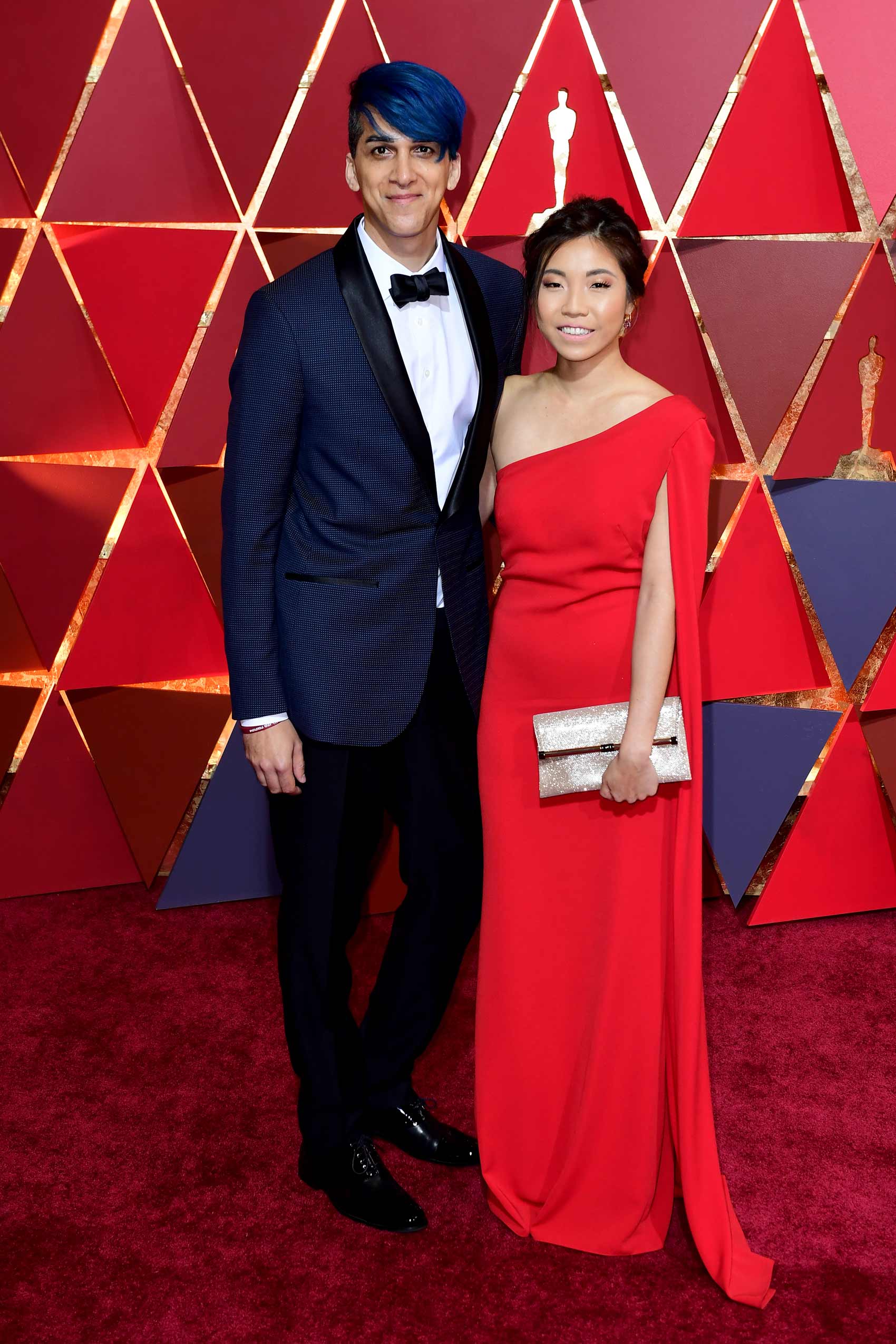 Las parejas en la alfombra roja de los Oscars 2017: Mohen Leo y acompañante