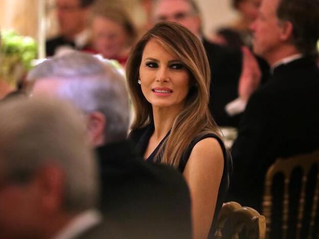 Melania Trump en la cena ofrecida por el presidente estadounidense, Donald Trump en la Casa Blanca./corazón