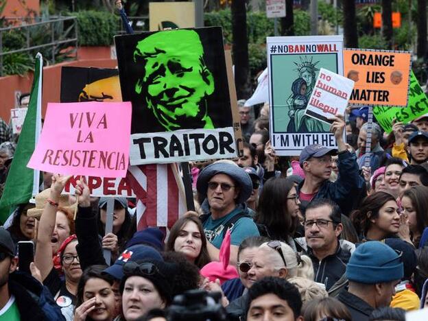 Durante la marcha anti Trump/gtres