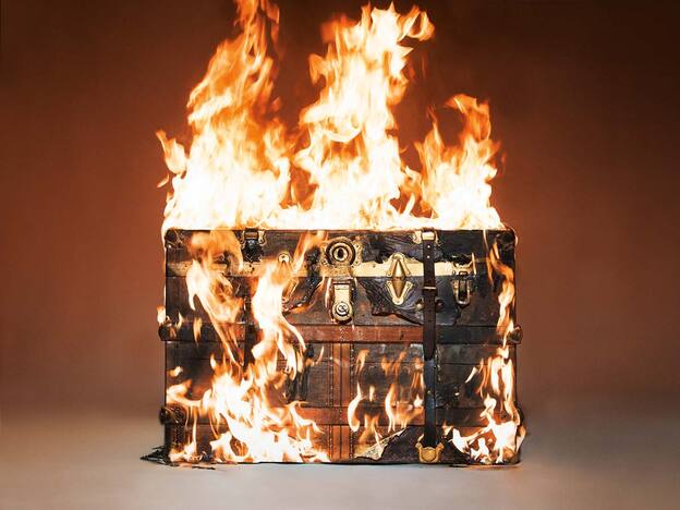 Louis Vuitton Trunk on fire