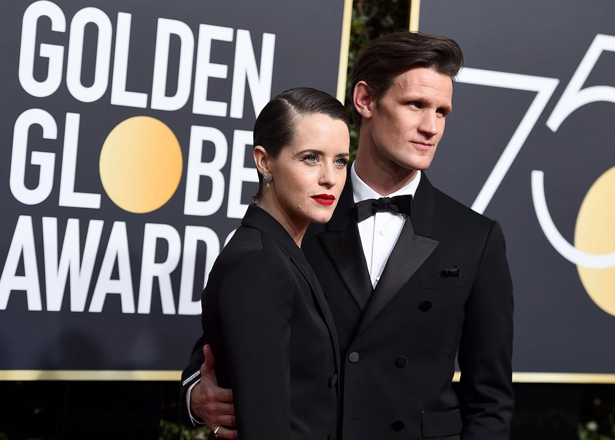 Parejas en la alfombra roja de los Globos de Oro 2018: Claire Foy y Matt Smith