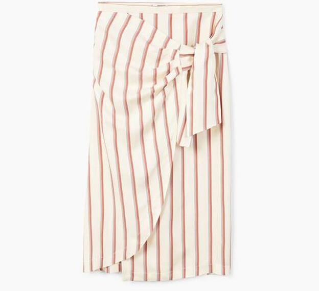 Falda de rayas verticales con lazo, 29,99 euros.