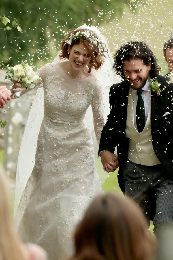 El vestido de novia de Leslie Rose el día de su boda con Kit Harington