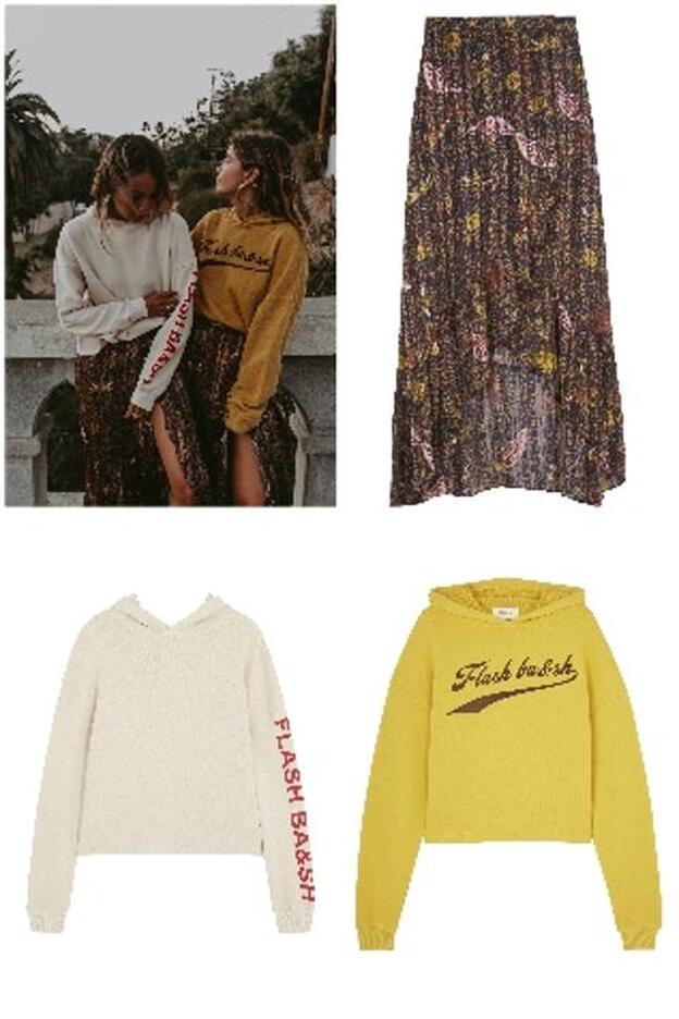 Sincerely Jules y Collage Vintage llevan maxi falda y sudaderas de BA&SH.