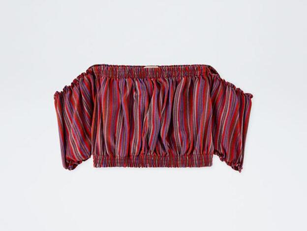 Top cropped de rayas burdeos multicolor, 15,99.