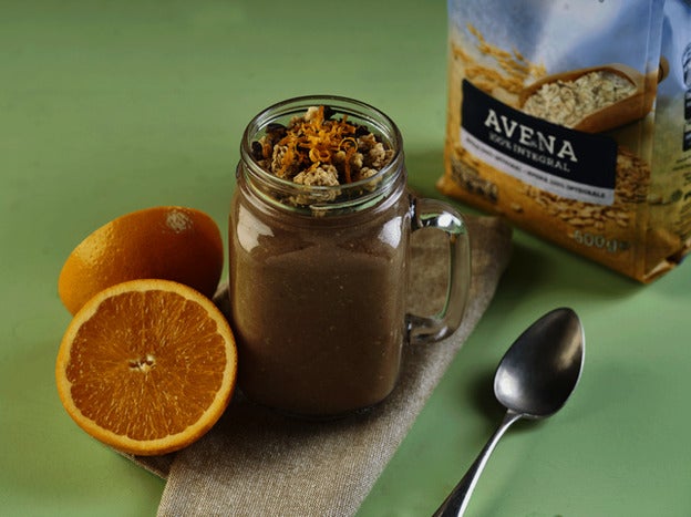 Overnight oats de chocolate y naranja.