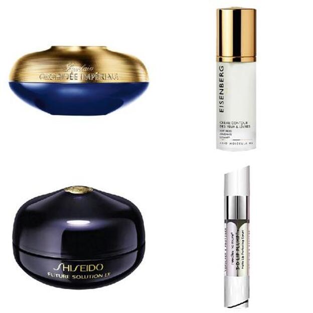 1. Orchidée Impériale Crema Contorno de Ojos y Labios de Guerlain (186,10 €). 2. Eye & Lip Contour Cream Airless de Eisenberg Paris (79,65 €). En Douglas. 3. Future Solution LX Eye &amp; Lip Contour Regenerating Cream de Shiseido (c.p.v.). 4. Needles no More 3D Lip Plumpfix de Dr. Brandt Skincare (39 €). En Sephora.