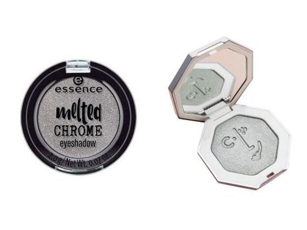 Melted Chrome Eyeshadow de Essence (3,79 €). / Killawatt Freestyle Highlighter Collection de Fenty Beauty (33,55 €). En Sephora.