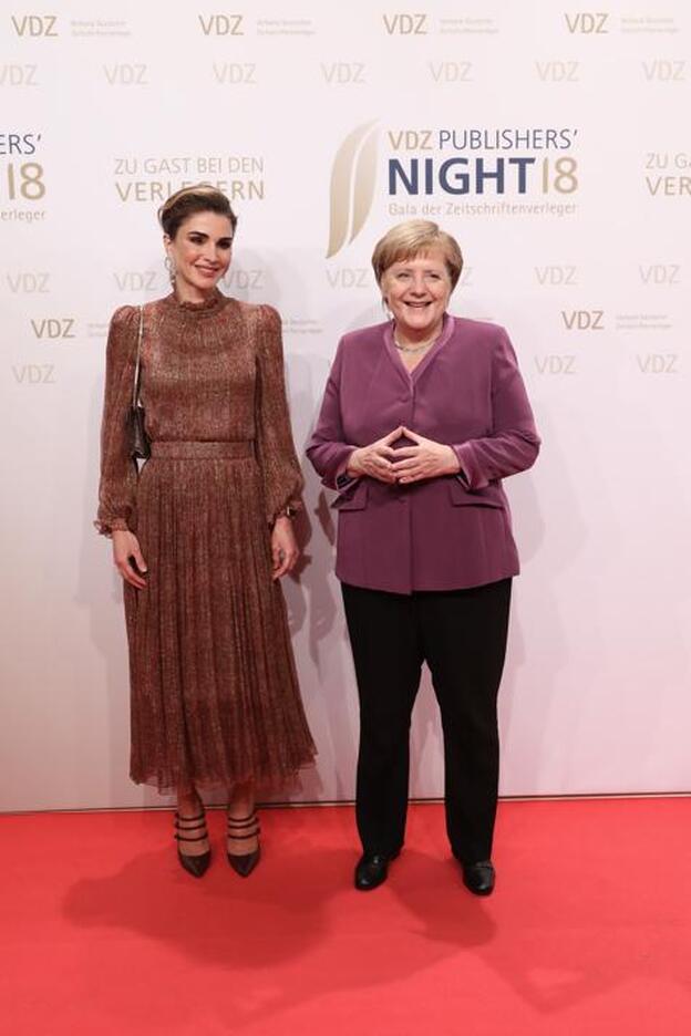 Rania de Jordania y Angela Merkel.