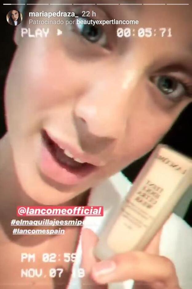 María Pedraza ha puesto a prueba la nueva base de maquillaje de Lancome.