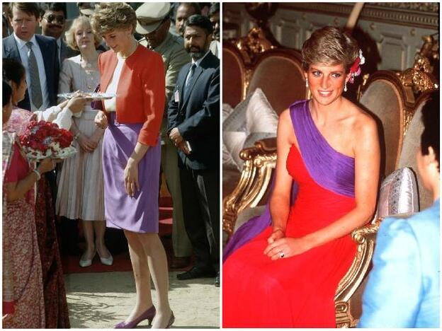 Lady Di ya llevó la combinación morado y rojo hace 30 años.