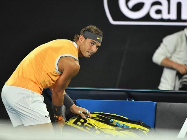 Rafa Nadal en el partido previo a esa rueda de prensa en la que un periodista se le quedó dormido./cordon press.