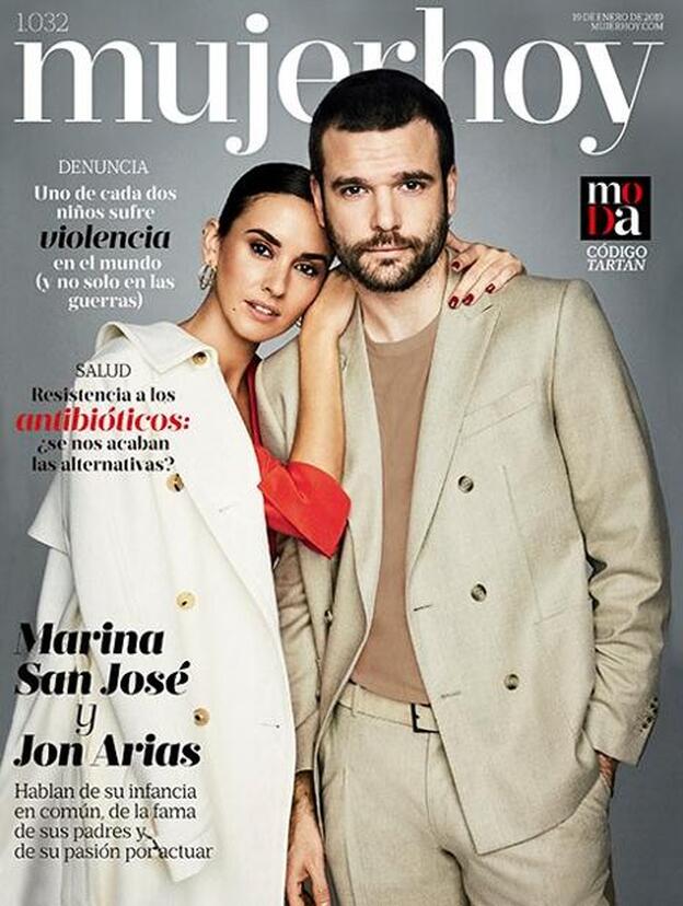 Marina San José y Jon Arias, en la portada de Mujerhoy