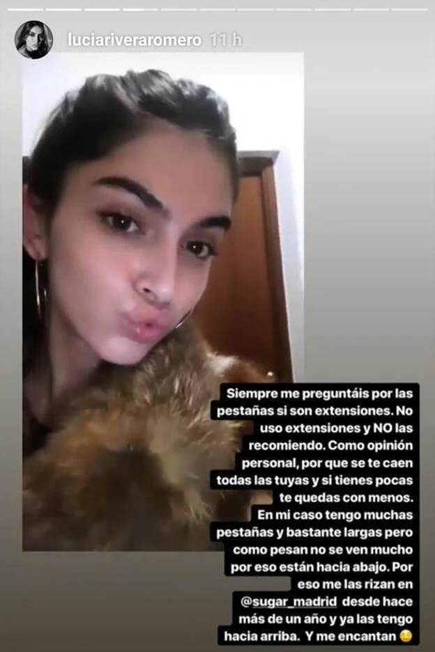 Lucía Rivera ha revelado el secreto de sus pestañas a través de Instagram 'stories'.