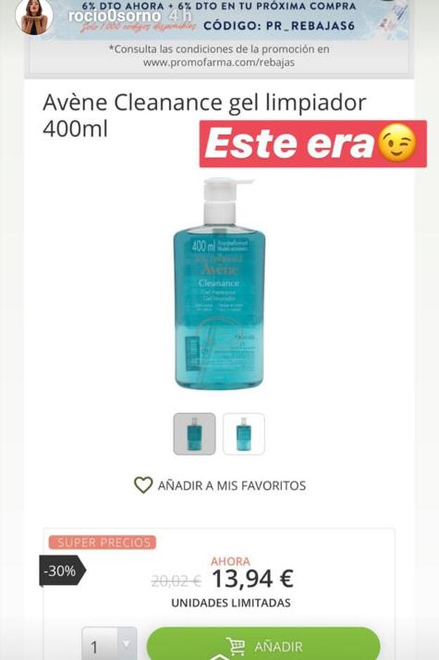 Avène Cleanance gel limpiador 400 ml.