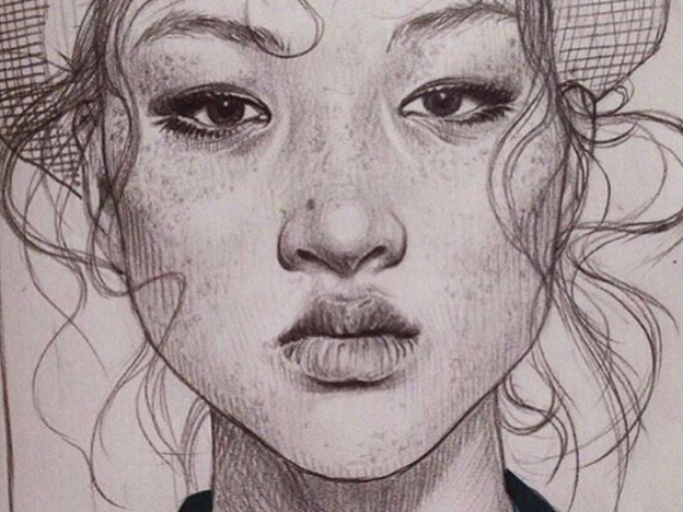 Uno de los retratos dibujados por las fans de la modelo Jing Wen..