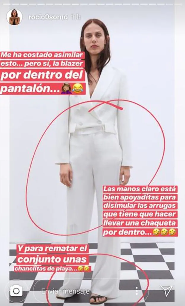 Rocío Osorno ha compartido este nuevo y polémico 'look' de Zara en sus 'stories' de Instagram.