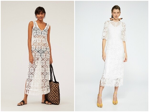 A la izquierda, vestido de crochet de Oysho (59.95 euros) y a la derecha, vestido de Sfera (29.99 euros).