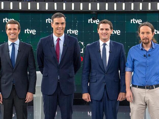 Los cuatro candidatos en el debate de TVE.