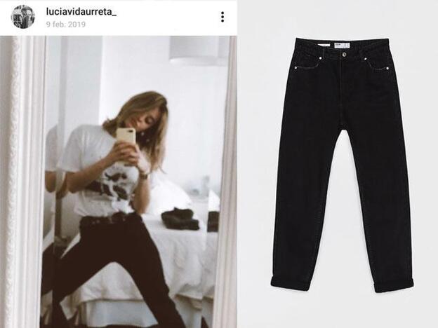 Mom jeans fit con tiro alto en color negro de Bershka, 19,99 euros.