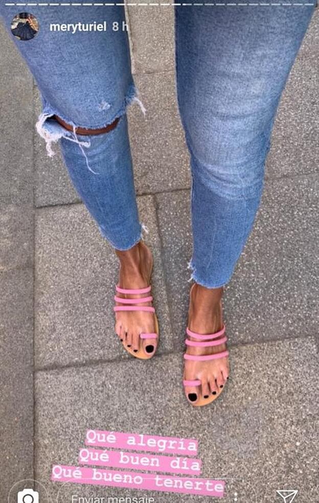 Mery Turiel lucía ayer estas sandalias de Ulanka en uno de sus Instagram stories.