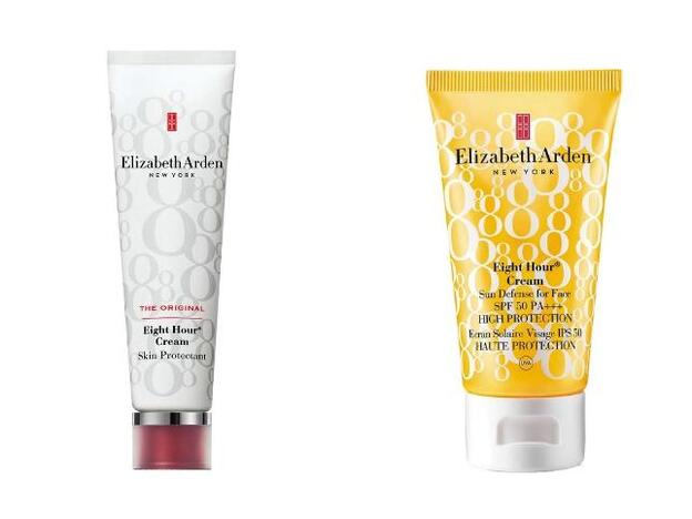 1. ORIGINAL. Eight Hour Cream Skin Protectant de Elizabeth Arden (35 €). 2. REINVENCIÓN. Eight Hour Cream Sun Defense SPF50 de Elizabeth Arden (27 €).