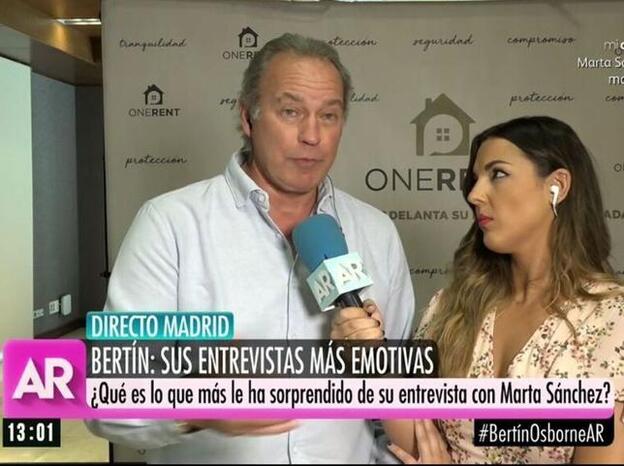 Bertín Osborne durante la conexión en la que le pegó el corte a Ana Rosa Quintana./telecinco.