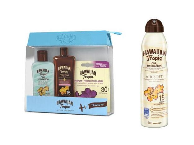 1. Kit de viaje de Hawaiian Tropic, 9,95 euros / 2. Loción protectora transparente en bruma Air Soft, 8,95 euros.