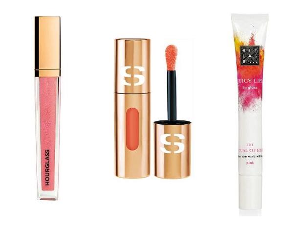 1. Unreal Hugh Shine Voluminizing Lip Gloss de Hourglass (32 €). 2. Phyto-Lip Delight de Sisley(42 €). 3. The Ritual of Holi Juicy Lips de Rituals (7,90 €).