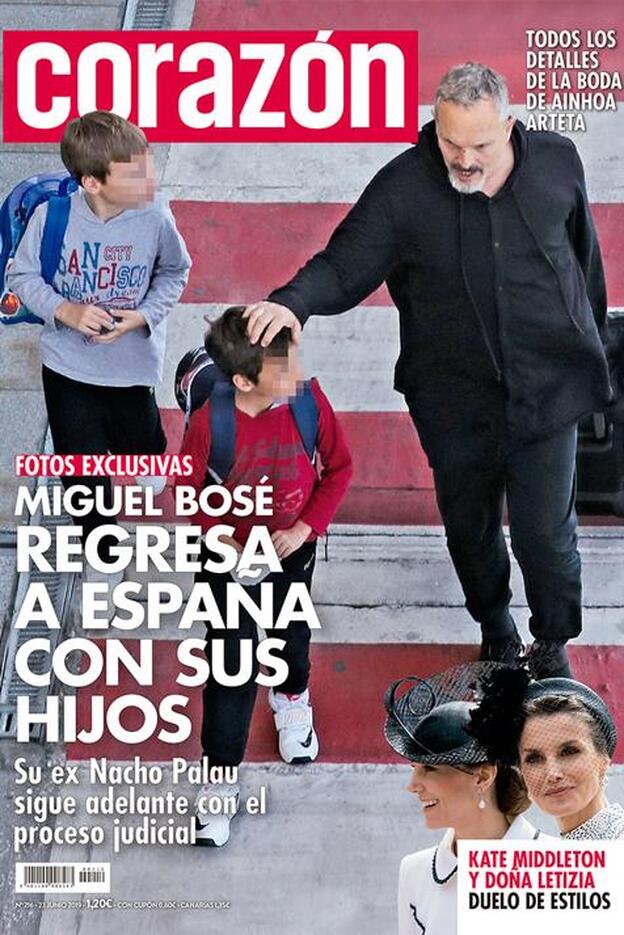 La llegada de Miguel Bosé a España, portada de la revista 'Corazón'