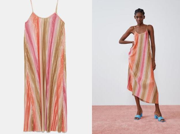 Aretha Fusté se ha hecho con este vestido de Zara de rayas que cuesta 25,95 euros.