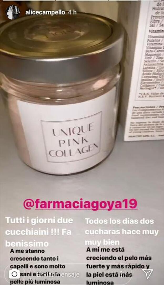 Alice Campello ha desvelado su truco beauty para acelerar el crecimiento del cabello, en uno de sus stories recientes de Instagram.