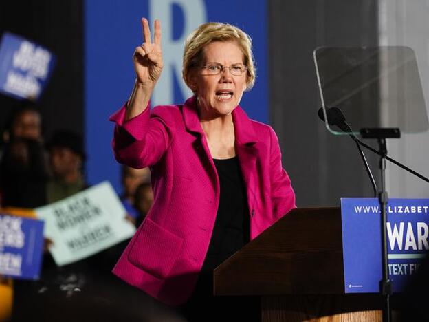 Elizabeth Warren se dirige a sus seguidores./getty