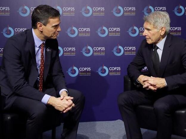Harrison Ford y Pedro Sánchez en la COP25.
