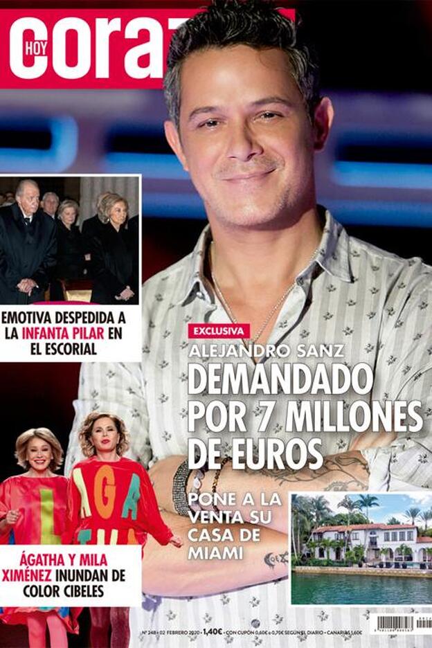 Alejandro Sanz hace frente a una demanda millonaria, portada de 'Hoy Corazón'