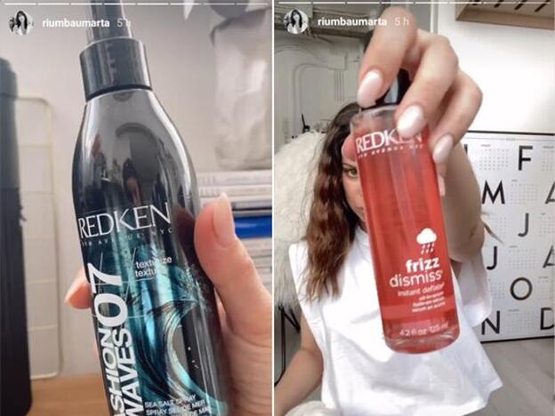 Por último, Marta Riumbau aplica un spray texturizador y un sérum en aceite y sin aclarado para eliminar el frizz y dar volumen.