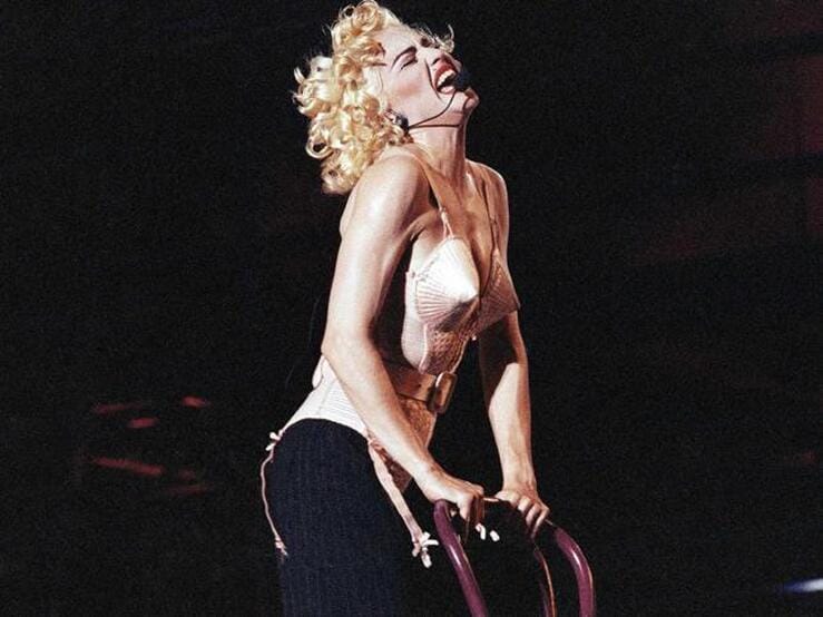 Corsé Corpiño Cono Con Espejo De Madonna Rubia ambición Tour 1990 Para hombres Camiseta 